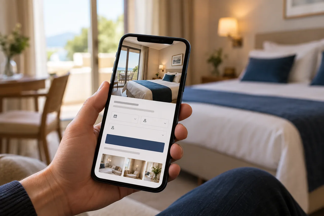 Sito di un hotel con modulo di prenotazione su smartphone